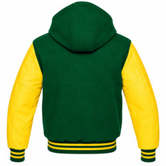 Green and Yellow Hooded Varsity Jacket