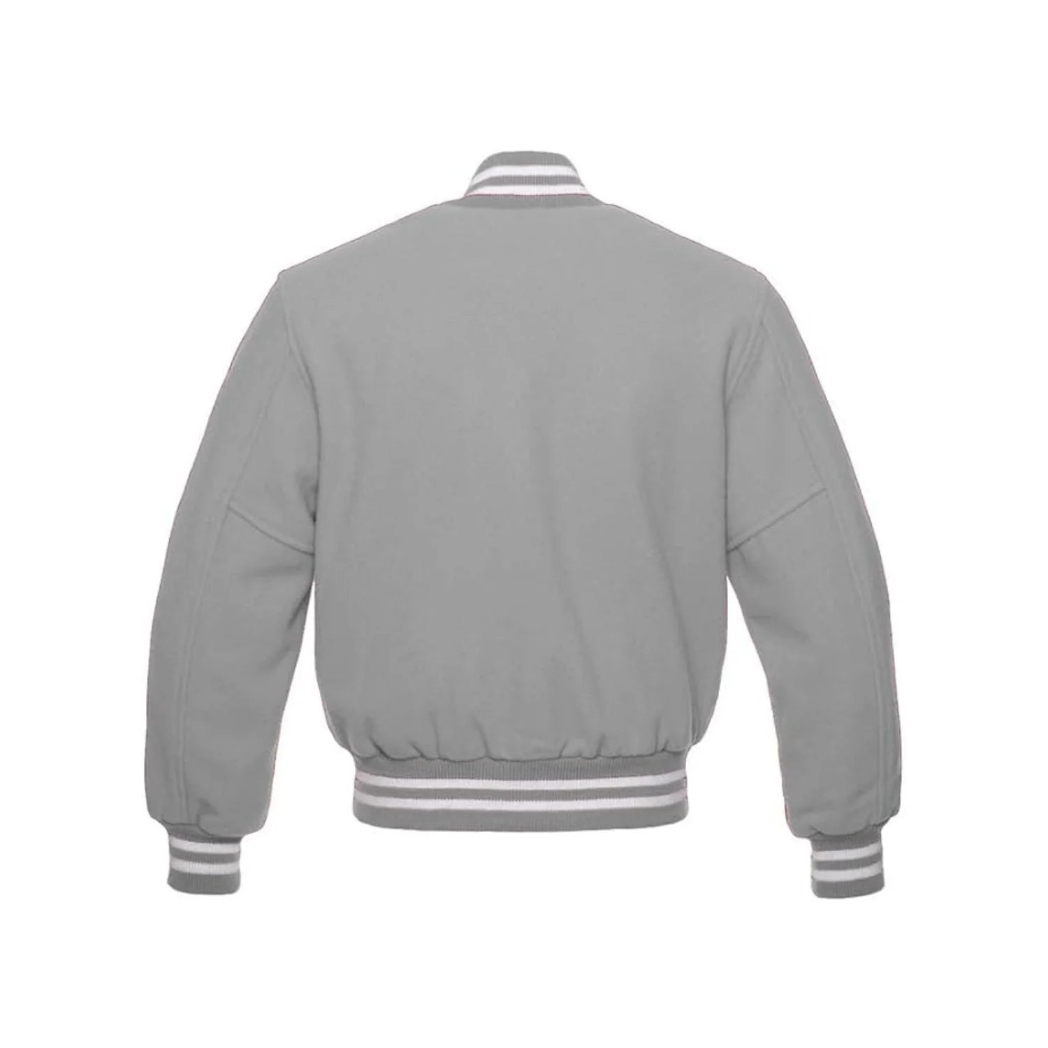 Grey All Wool Letterman Jacket Back Side