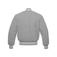 Grey All Wool Letterman Jacket Back Side