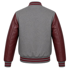 Grey and Maroon Varsity Jacket