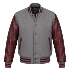 Grey and Maroon Varsity Jacket