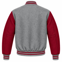 Grey and Maroon Wool Letterman Jacket