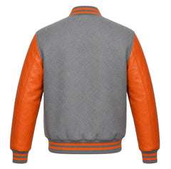 Grey and Orange Letterman Jacket