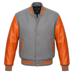 Grey and Orange Letterman Jacket