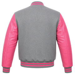 Grey and Pink Letterman Jacket