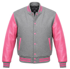 Grey and Pink Letterman Jacket