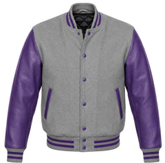 Grey and Purple Varsity Jacket