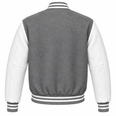 Grey and White Wool Varsity Jacket
