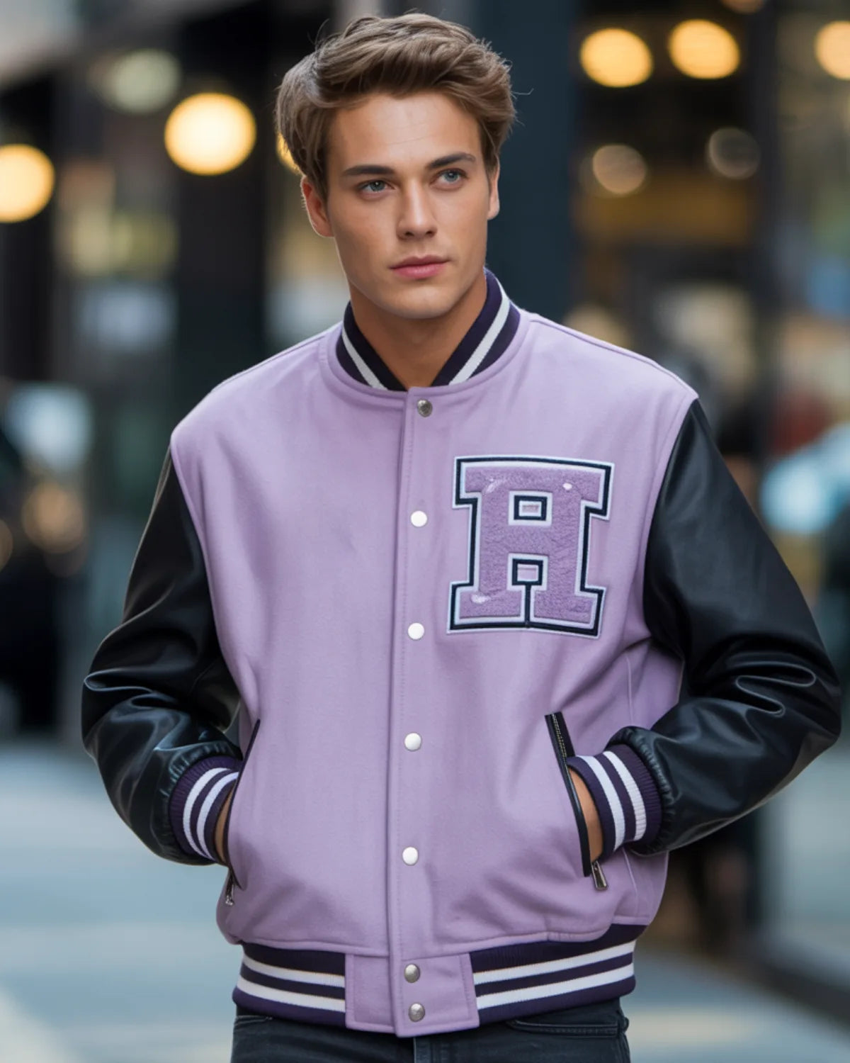 Heritage Varsity Jacket with Letter H on the Left Chest