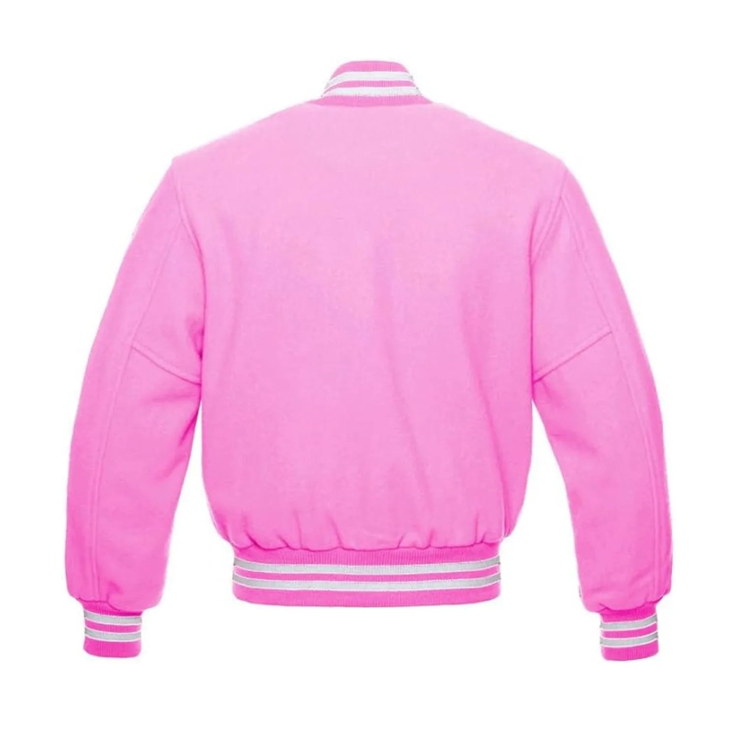 Hot Pink Wool Varsity Jacket Back Side