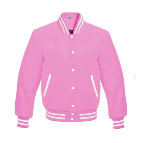 Hot Pink Wool Varsity Jacket