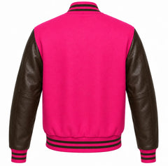 Hot Pink and Brown Varsity Jacket