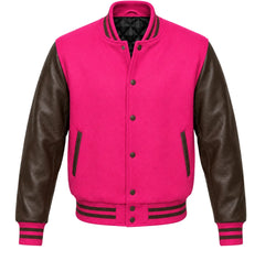 Hot Pink and Brown Varsity Jacket