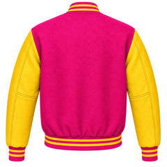 Hot Pink and Gold Wool Letterman Jacket