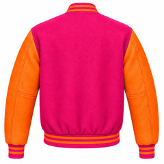 Hot Pink and Orange Wool Varsity Jacket