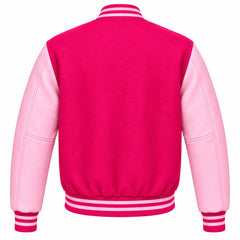 Hot Pink and Pink Wool Letterman Jacket