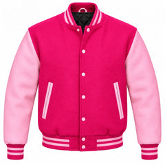 Hot Pink and Pink Wool Letterman Jacket