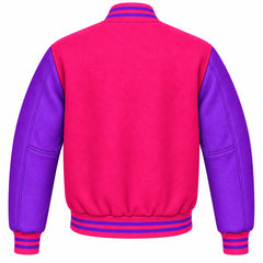 Hot Pink and Purple Wool Varsity Jacket