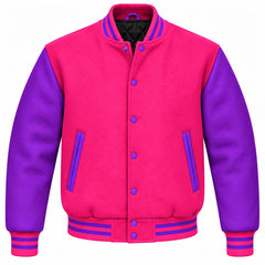 Hot Pink and Purple Wool Varsity Jacket