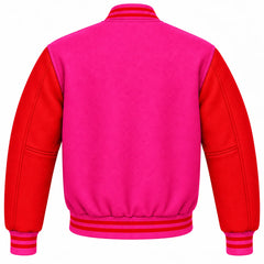 Hot Pink and Red Wool Letterman Jacket