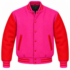 Hot Pink and Red Wool Letterman Jacket