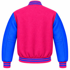 Hot Pink and Royal Blue Wool Varsity Jacket