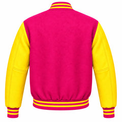 Hot Pink and Yellow Wool Varsity Jacket