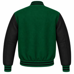Hunter Green and Black Wool Varsity Jacket