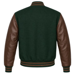 Hunter Green and Brown Letterman Jacket