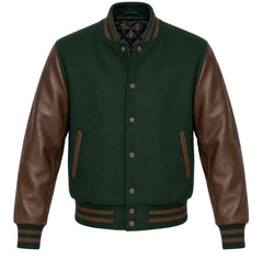 Hunter Green and Brown Letterman Jacket