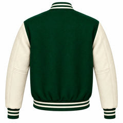 Hunter Green and Cream Wool Varsity Jacket