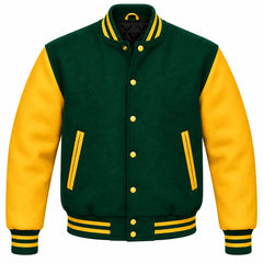 Hunter Green and Gold Wool Varsity Jacket