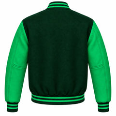 Hunter Green and Green Wool Varsity Jacket