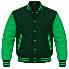 Hunter Green and Green Wool Varsity Jacket