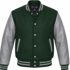 Hunter Green and Grey Varsity Jacket