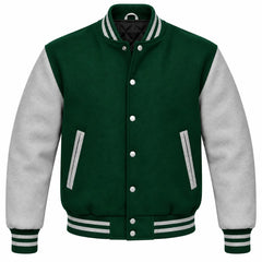 Hunter Green and Grey Wool Varsity Jacket