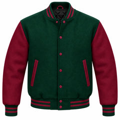 Hunter Green and Maroon Wool Varsity Jacket