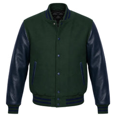 Hunter Green and Navy Blue Varsity Jacket