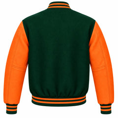 Hunter Green and Orange Wool Varsity Jacket