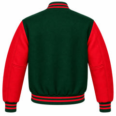 Hunter Green and Red Wool Varsity Jacket