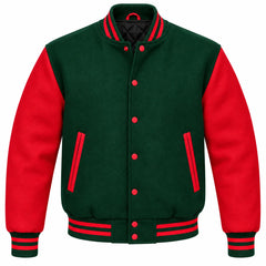 Hunter Green and Red Wool Varsity Jacket