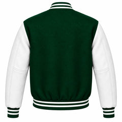 Hunter Green and White Wool Varsity Jacket