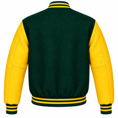 Hunter Green and Yellow Wool Varsity Jacket