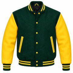 Hunter Green and Yellow Wool Varsity Jacket