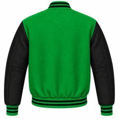 Kelly Green and Black Wool Varsity Jacket