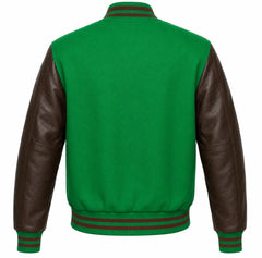 Kelly Green and Brown Varsity Jacket