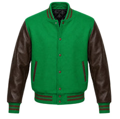 Kelly Green and Brown Varsity Jacket