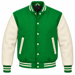 Kelly Green and Cream Wool Letterman Jacket