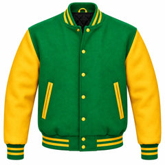 Kelly Green and Gold Wool Varsity Jacket