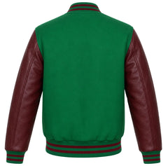 Kelly Green and Maroon Varsity Jacket